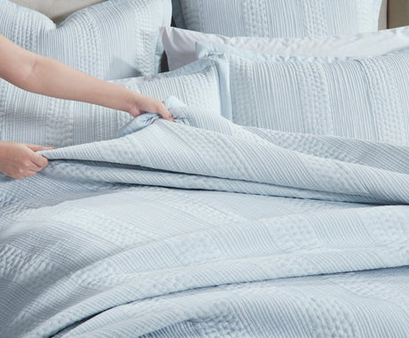 Laysan Channel Quilted Cotton Coverlet by Orchids Lux Home in Sky - Lifestyle 8
