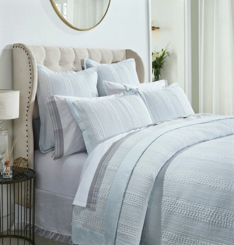 Laysan Channel Quilted Cotton Coverlet by Orchids Lux Home in Sky - Lifestyle 7