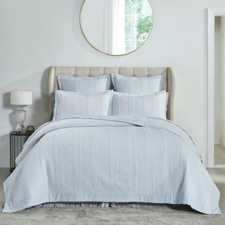 Laysan Channel Quilted Cotton Coverlet by Orchids Lux Home in Sky - Lifestyle 6