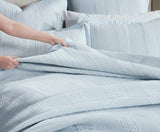 Laysan Channel Quilted Cotton Coverlet by Orchids Lux Home in Sky - Lifestyle 4