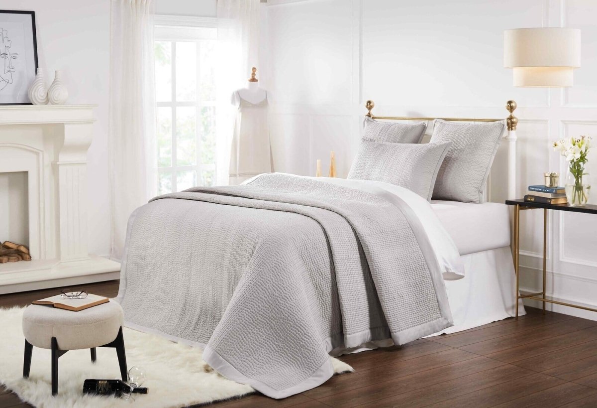 Lucy Pick Stitch Silk Coverlet by Orchids Lux Home at Fig Linens and Home