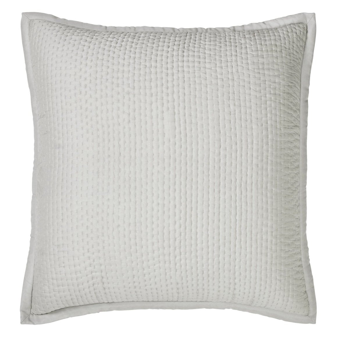 Lucy Pick Stitch Silk Coverlet Sham by Orchids Lux Home at Fig Linens and Home - Mist Euro Square