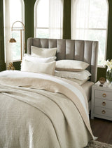 Orchids Lux Home Maze Geometric Linen Coverlet - Flax King Quilt at Fig Linens and Home 2