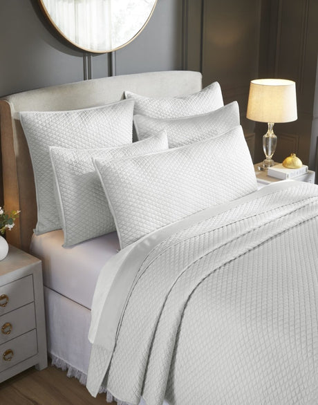 Merida Lyocell Diamond Quilted Coverlet by Orchids Lux Home - King Mist 3