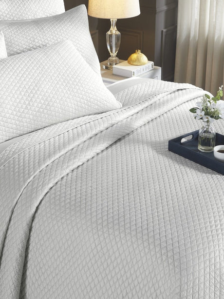 Merida Lyocell Diamond Quilted Coverlet by Orchids Lux Home - Queen Mist 4