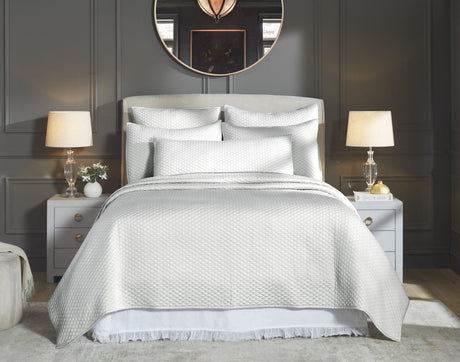 Merida Lyocell Diamond Quilted Coverlet by Orchids Lux Home - Queen Mist