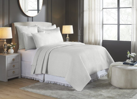 Merida Lyocell Diamond Quilted Coverlet by Orchids Lux Home - Queen Mist 2