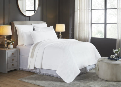 Merida Lyocell Diamond Quilted Coverlet by Orchids Lux Home - Queen White 2
