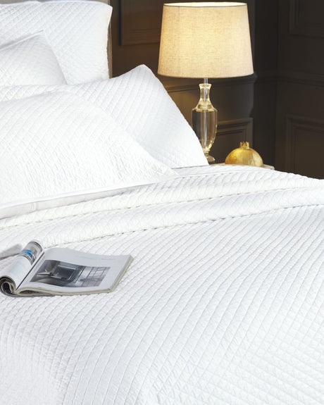 Merida Lyocell Diamond Quilted Coverlet by Orchids Lux Home - Queen White 4