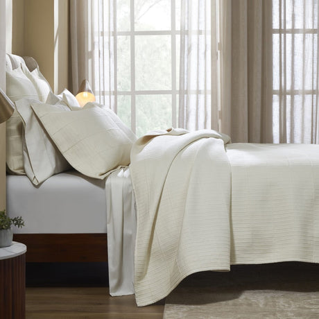 Portico Cotton Quilted Coverlet by Orchids Lux Home - Natural King Quilt at Fig Linens and Home 2