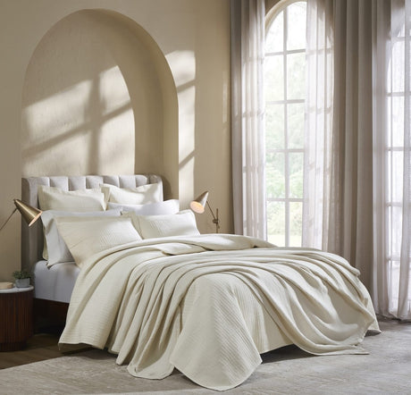 Portico Cotton Quilted Coverlet by Orchids Lux Home - Natural King Quilt at Fig Linens and Home 4