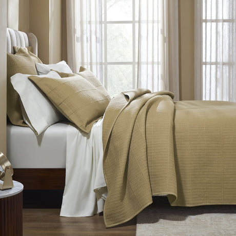 Portico Cotton Quilted Coverlet by Orchids Lux Home - Wheat Queen Quilt at Fig Linens and Home 2
