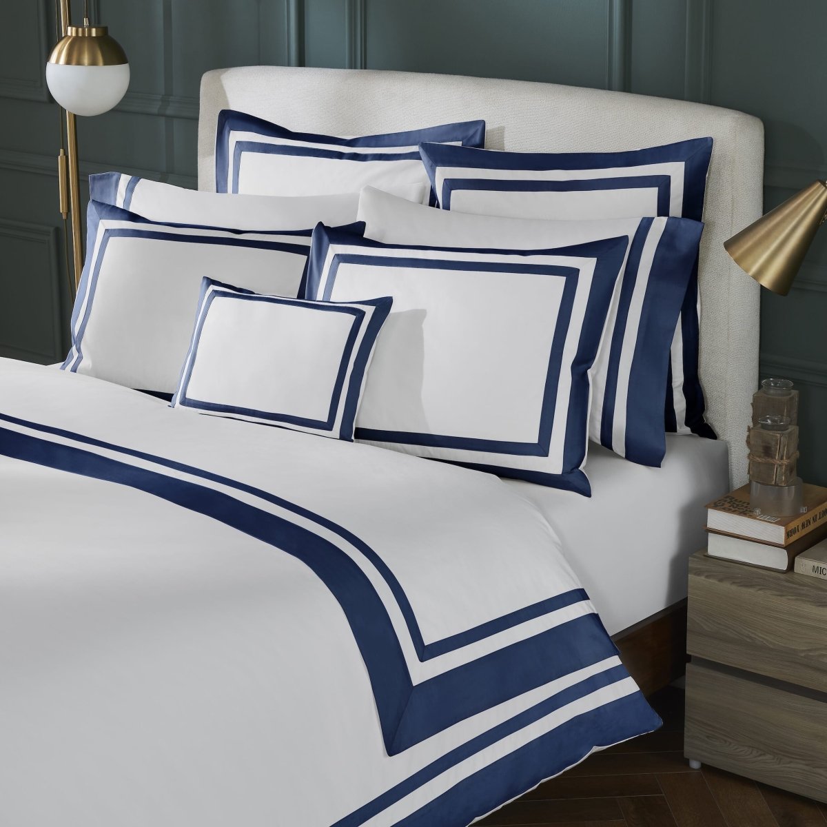 Orchids Lux Stella Organic Duvet Cover - Twin - Navy at Fig Linens and Home 1