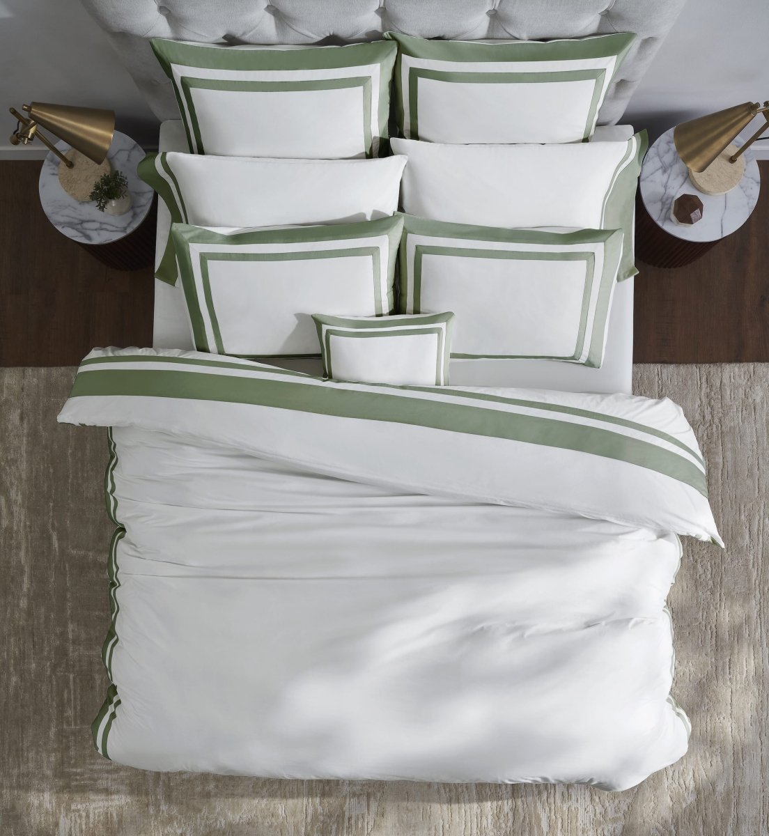 Orchids Lux Stella Organic Duvet Cover - Twin - Olive at Fig Linens and Home 15