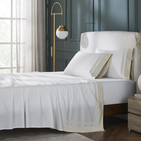 Stella Organic Cotton Percale Fitted Sheet by Orchids Lux Home - Lifestyle Image
