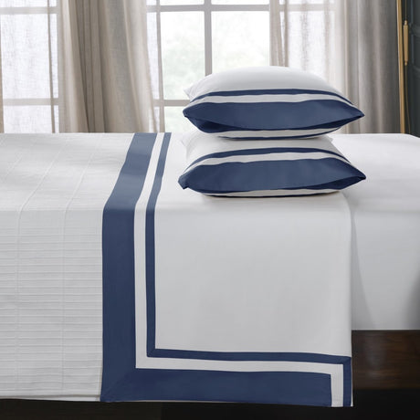 Stella Organic Cotton Percale Flat Sheet by Orchids Lux Home - King Navy 2