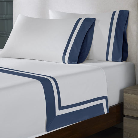 Stella Organic Cotton Percale Flat Sheet by Orchids Lux Home - Twin Navy 5