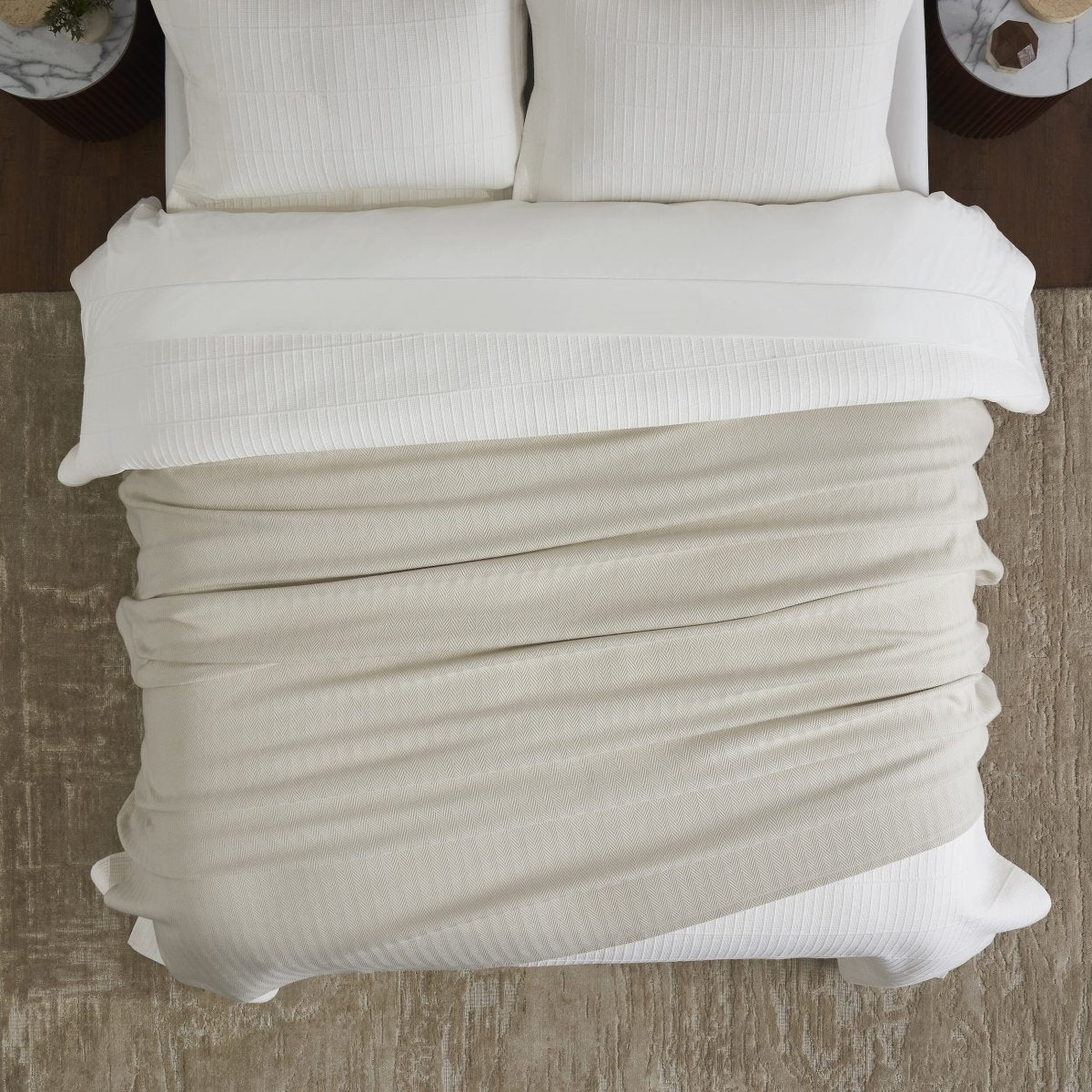 Ultima Organic Cotton Blanket by Orchids Lux Home - Queen Sand Bed Cover 3 at Fig Linens and Home