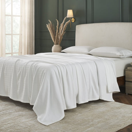 Ultima Organic Cotton Blanket by Orchids Lux Home - King White Bed Cover at Fig Linens and Home