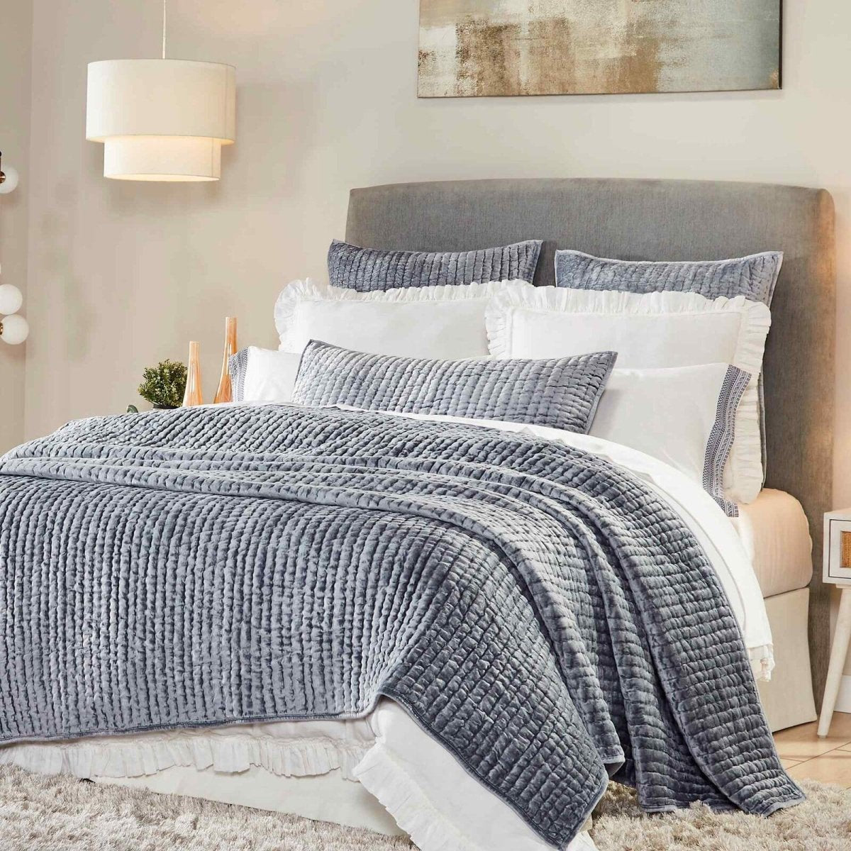 Walton Channel Velvet Quilt by Orchids Lux Home