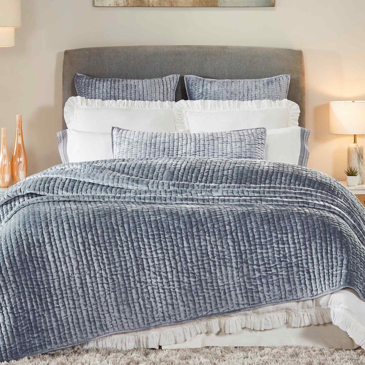 Walton Channel Velvet Quilt by Orchids Lux Home