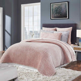 Walton Channel Velvet Quilt by Orchids Lux Home - Rose Pink Lifestyle
