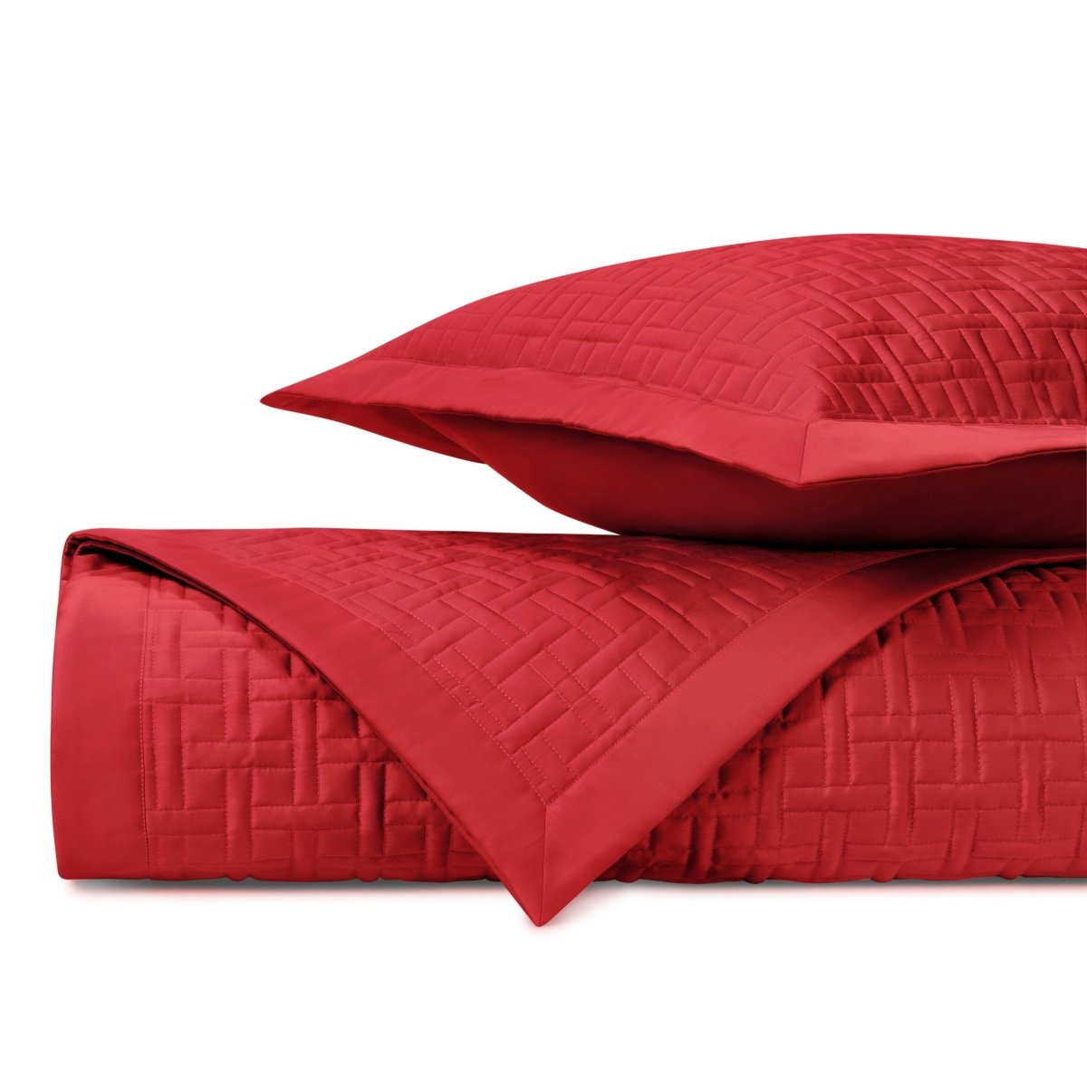 PARQUET Quilted Coverlet in Bright Red by Home Treasures at Fig Linens and Home