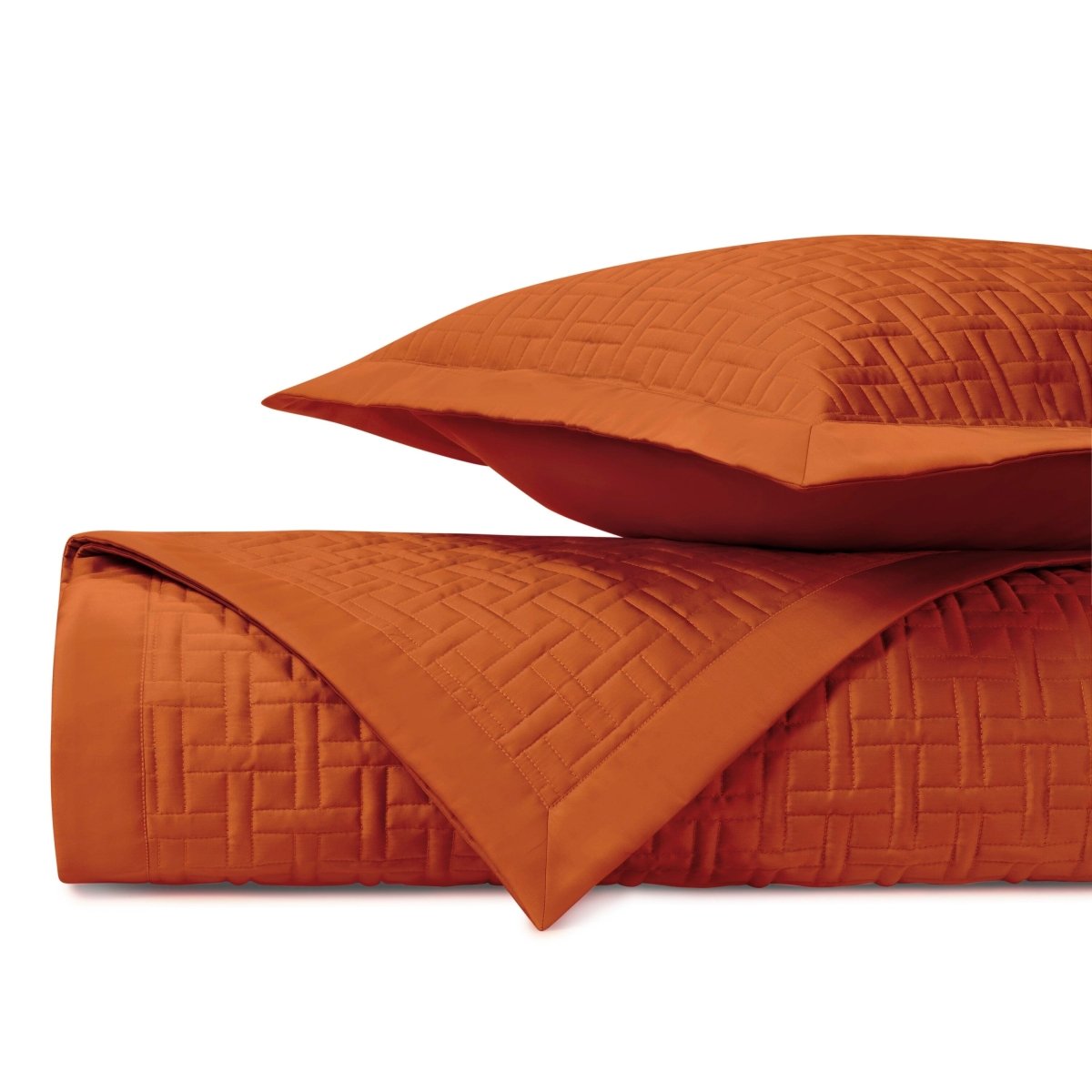 PARQUET Quilted Coverlet in Clementine by Home Treasures at Fig Linens and Home