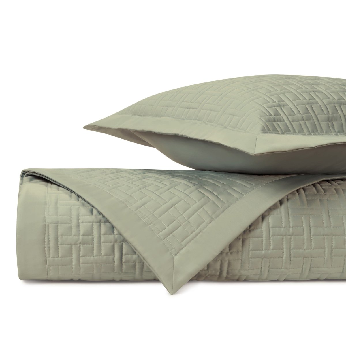 PARQUET Quilted Coverlet in Crystal Green by Home Treasures at Fig Linens and Home