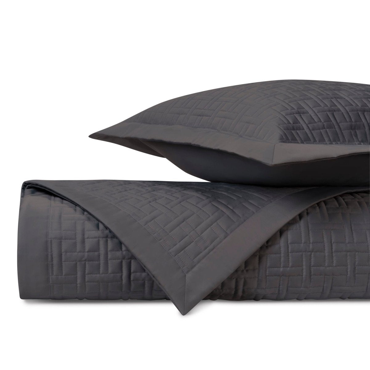 PARQUET Quilted Coverlet in Grisaglia Gray by Home Treasures at Fig Linens and Home
