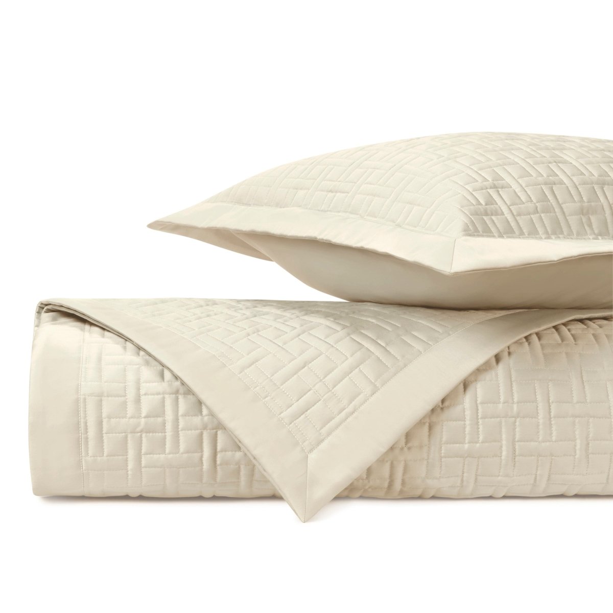 PARQUET Quilted Coverlet in Ivory by Home Treasures at Fig Linens and Home