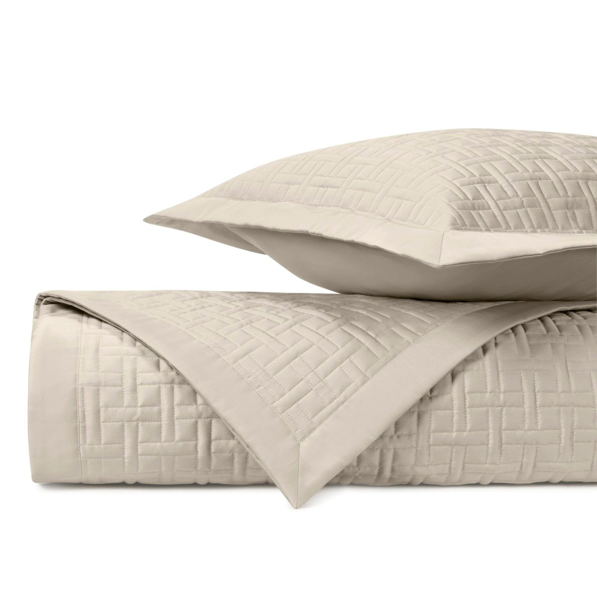 PARQUET Quilted Coverlet in Khaki by Home Treasures at Fig Linens and Home