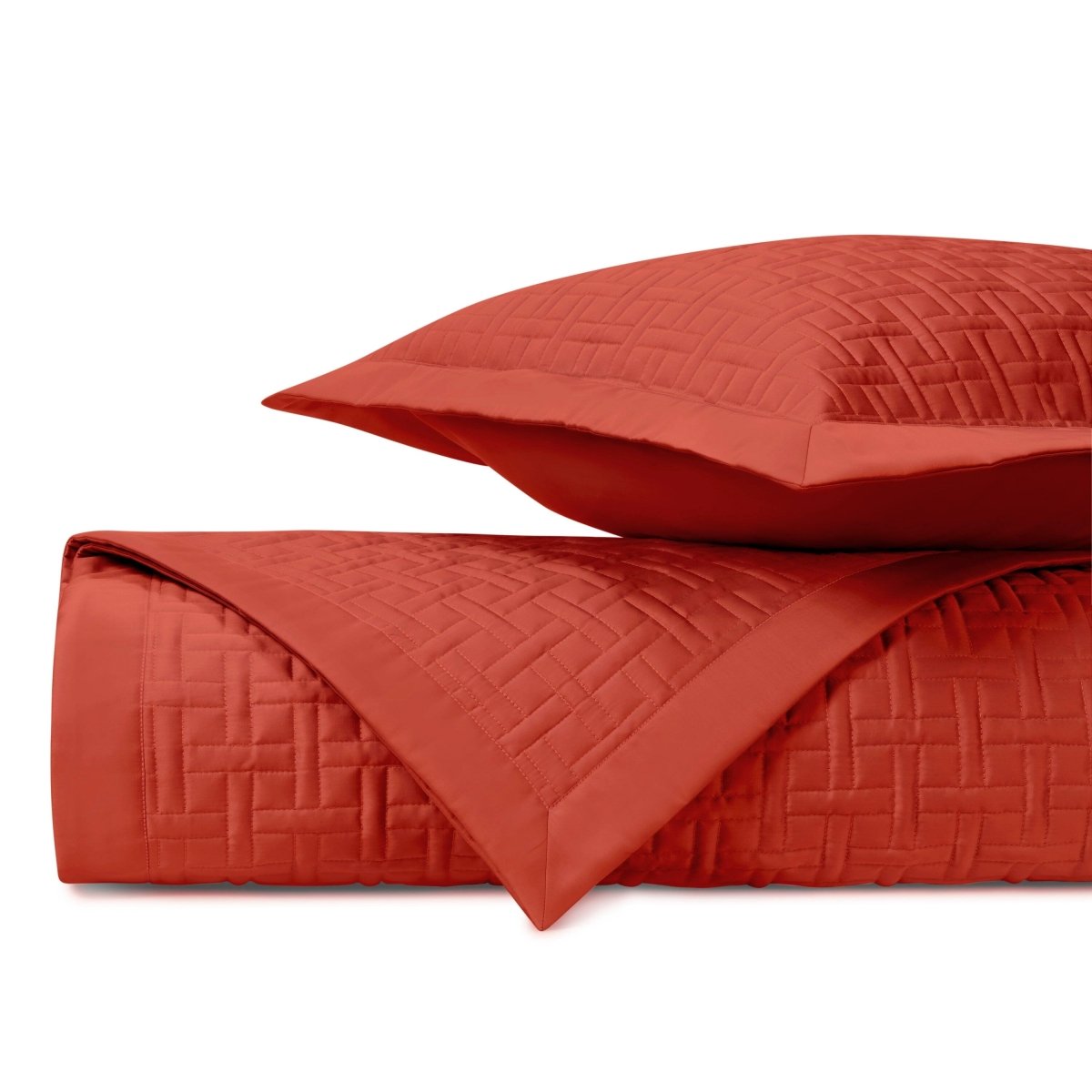 PARQUET Quilted Coverlet in Lobster by Home Treasures at Fig Linens and Home