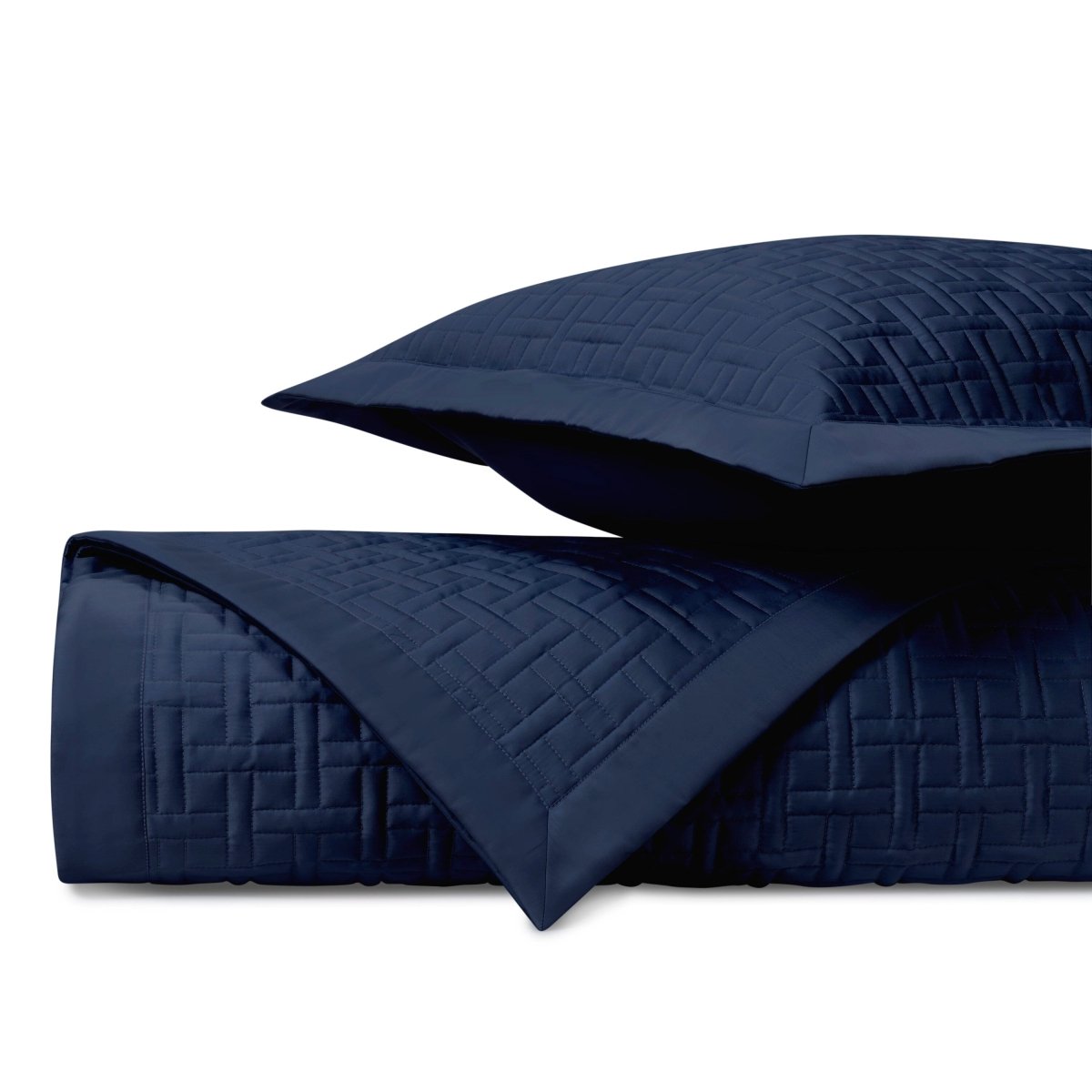 PARQUET Quilted Coverlet in Navy Blue by Home Treasures at Fig Linens and Home