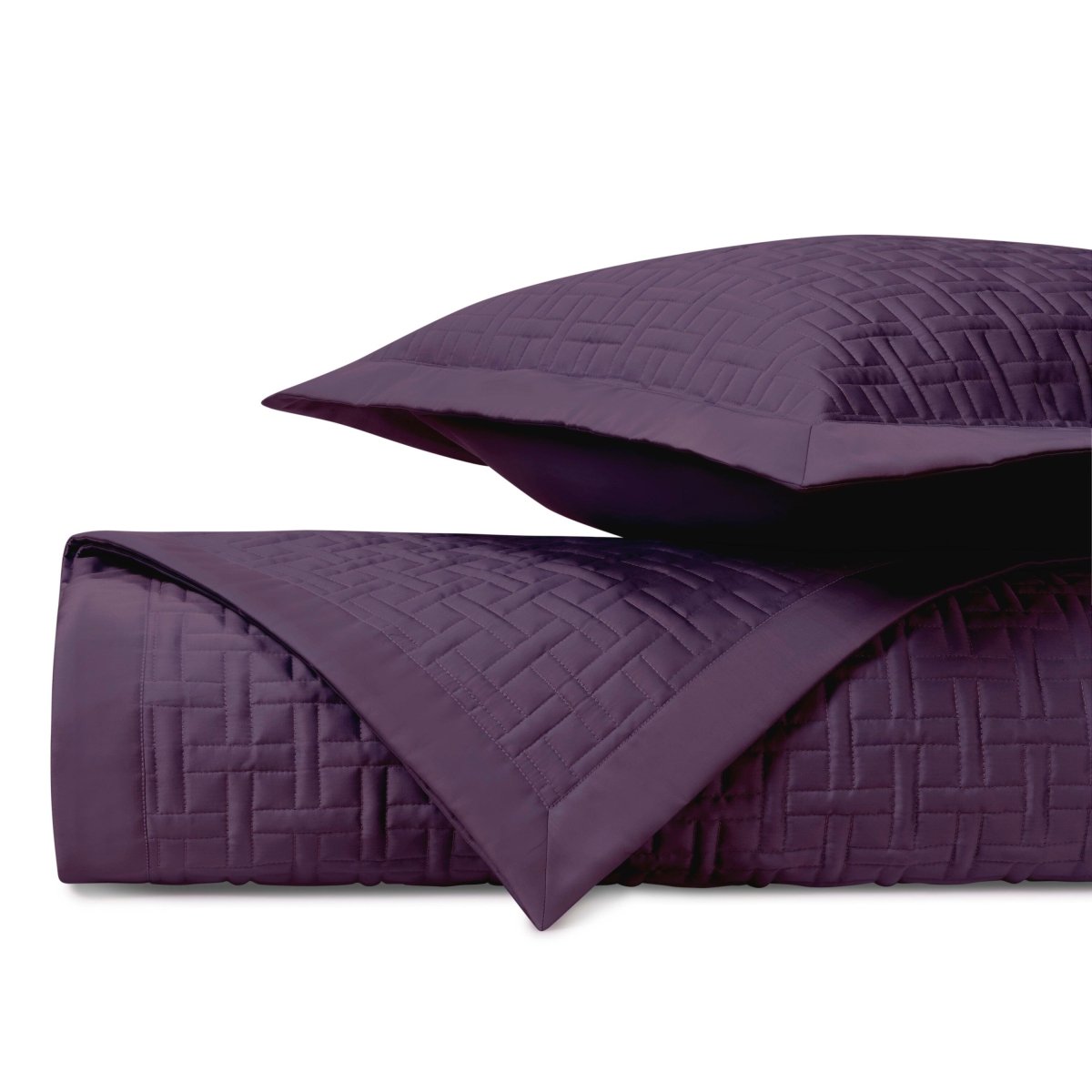PARQUET Quilted Coverlet in Purple by Home Treasures at Fig Linens and Home