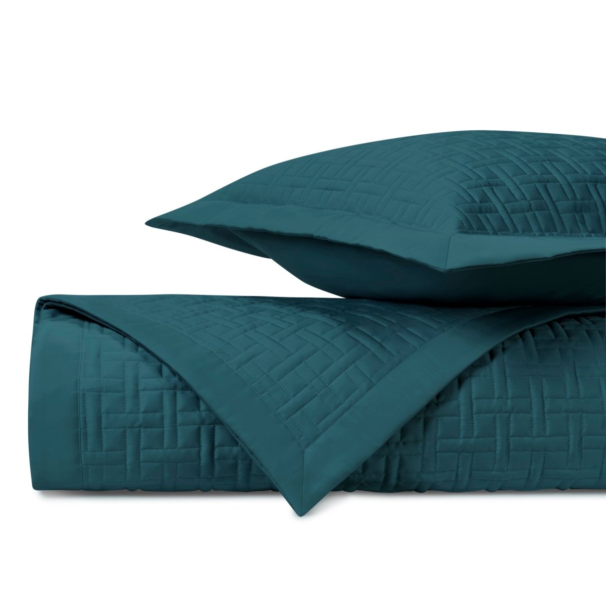 PARQUET Quilted Coverlet in Teal by Home Treasures at Fig Linens and Home