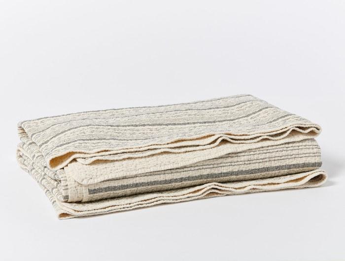 Cascade Shadow Stripe Organic Matelasse Blanket - Coyuchi Organic Bedding
