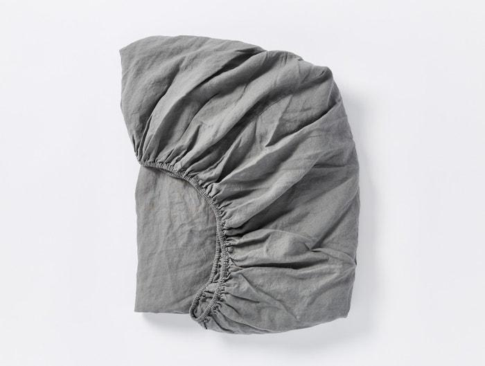 Fig Linens - Slate Organic Relaxed Linen Bedding by Coyuchi - Fitted Sheet