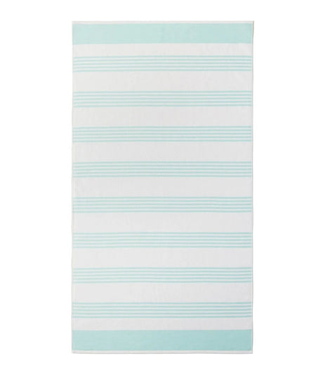 Aqua Pool Towel - Open - Aegean Stripe Beach Towel by Peacock Alley at Fig Linens and Home