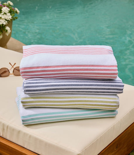 Peacock Alley Aegean Stripe Beach Towels - Turkish Pool Towels at Fig Linens and Home