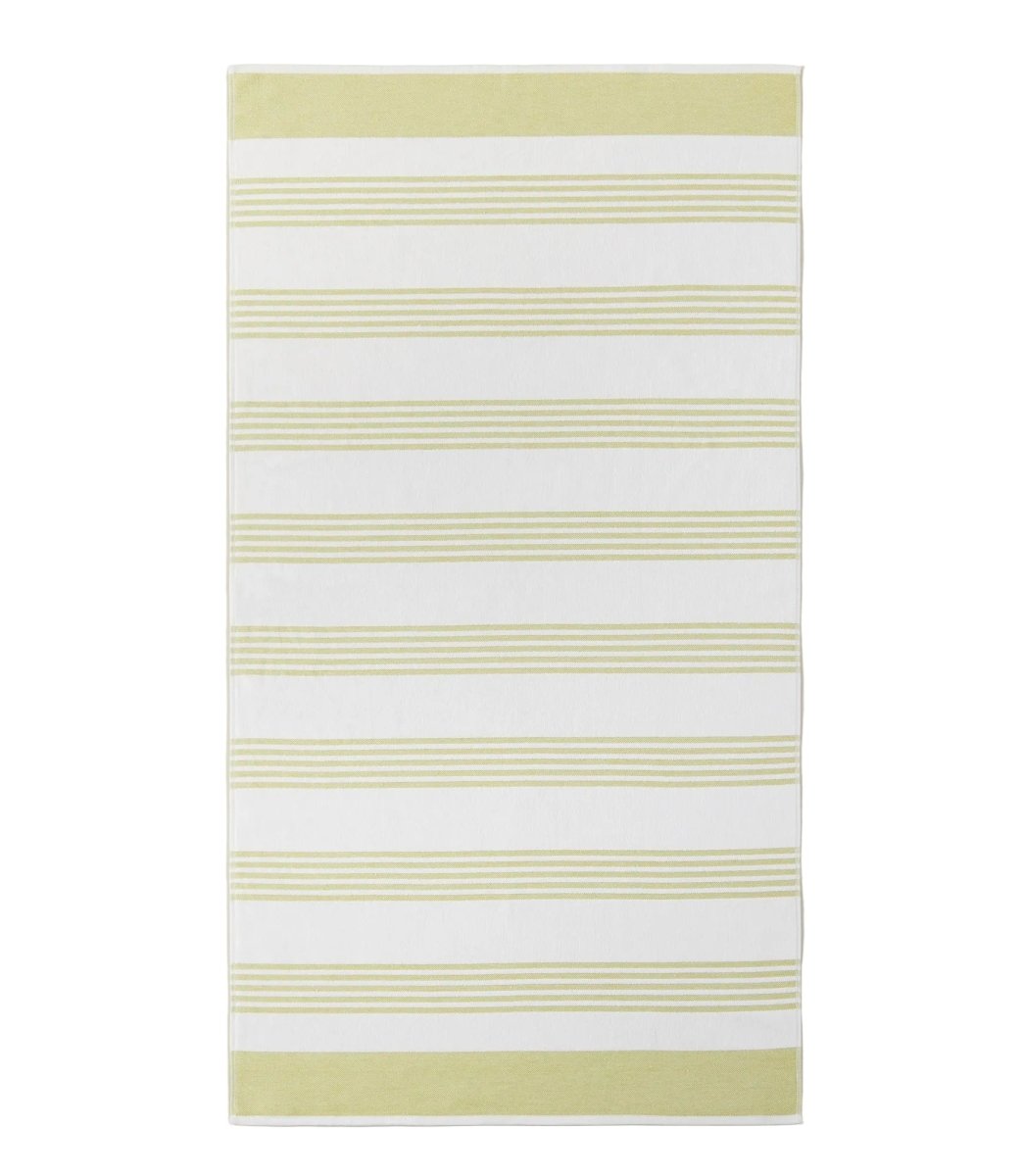Lime Pool Towel - Open - Aegean Stripe Beach Towel by Peacock Alley at Fig Linens and Home