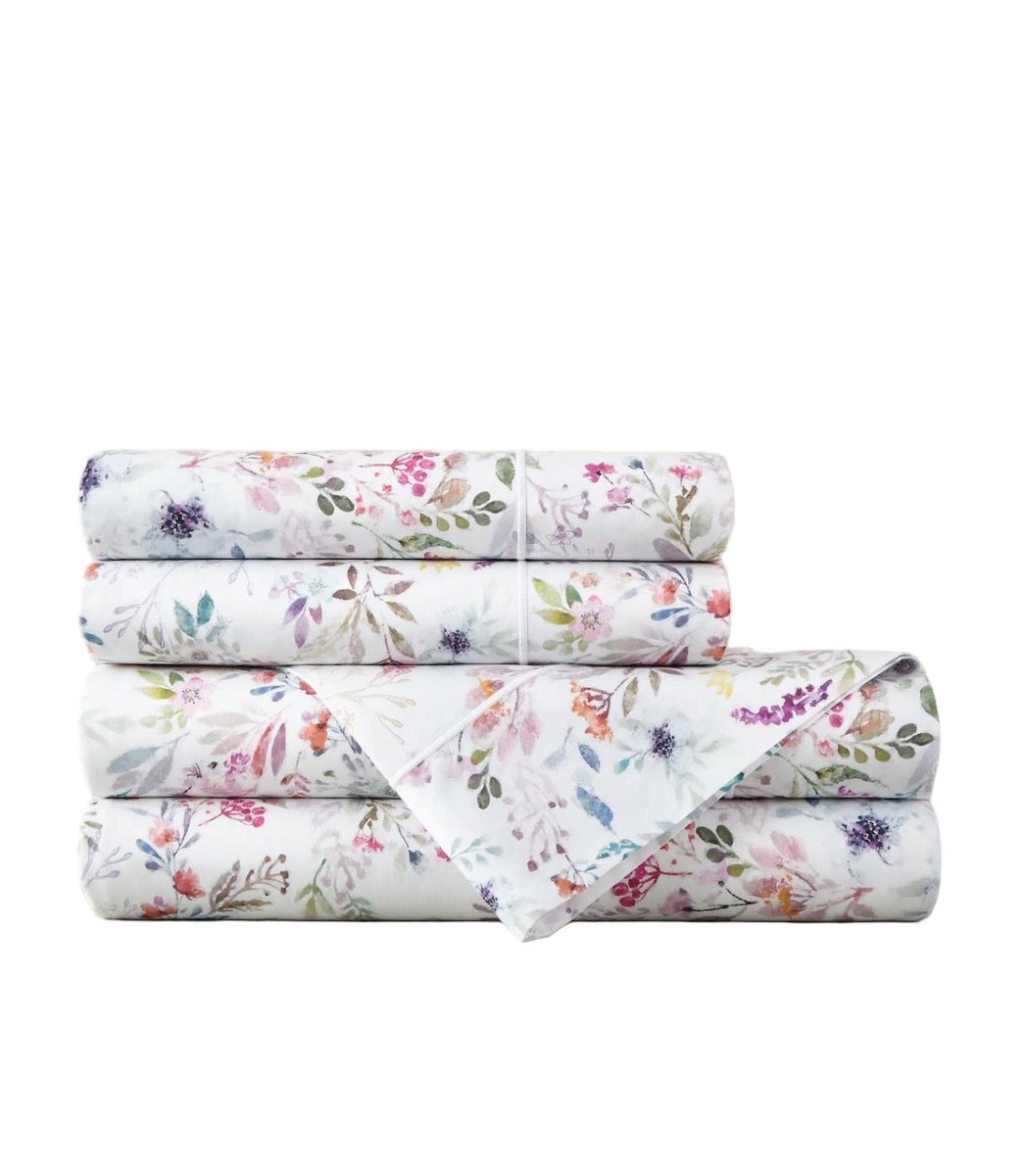 Peacock Alley Sheet Sets - Chloe Floral Fitted, Flat Sheet & Pillowcases Set at Fig Linens and Home