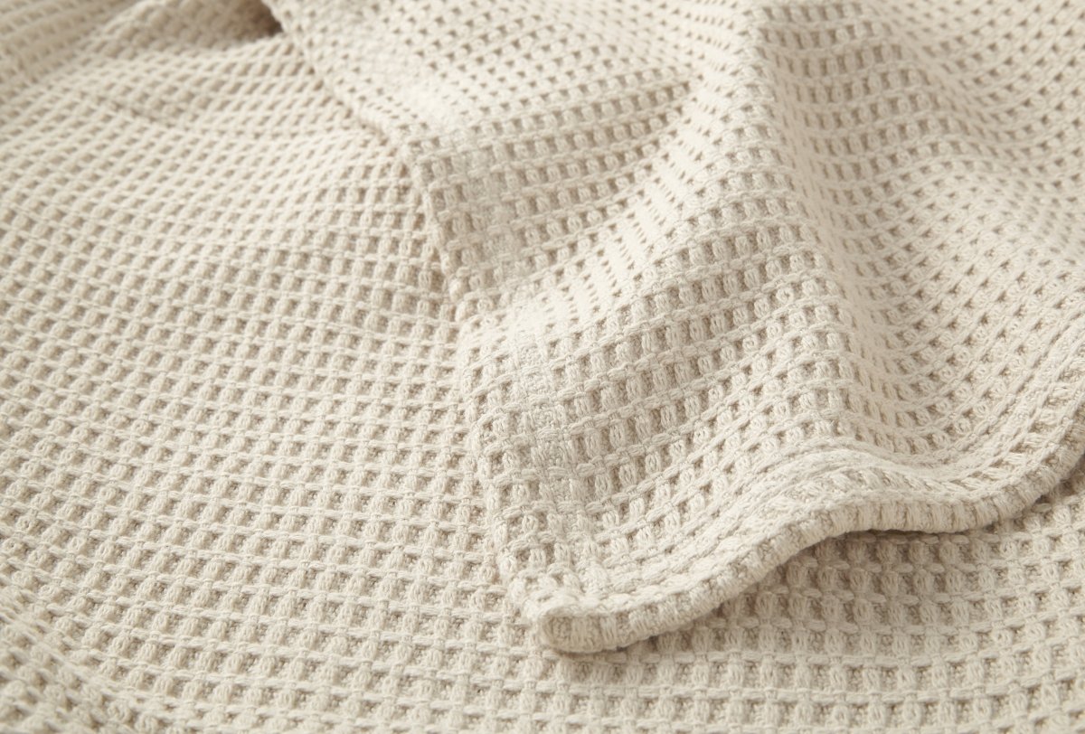 Peacock Alley Riviera Cotton Blanket - Detail Image of Linen Color - Fig Linens and Home