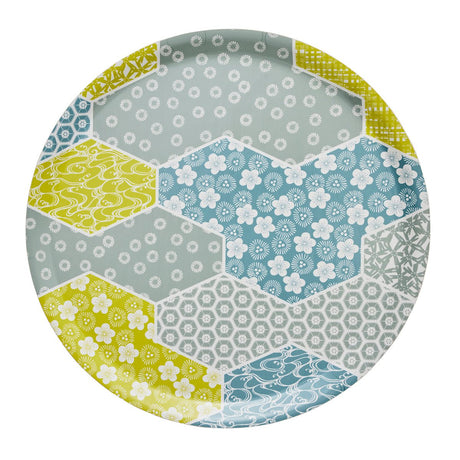 Wagara Green Round 15" Tray by Le Jacquard Français at Fig Linens and Home