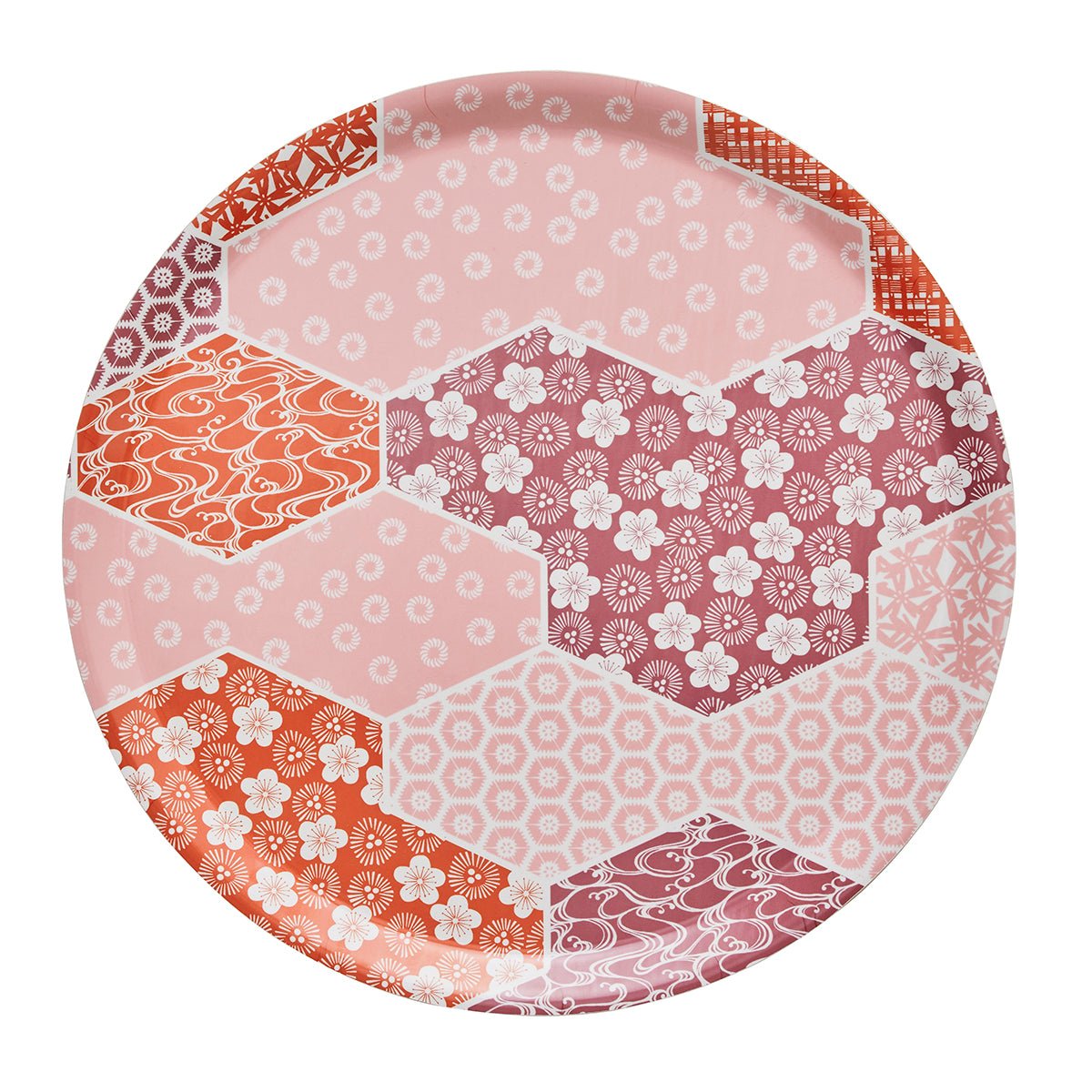 Wagara Pink Round 15" Tray by Le Jacquard Français at Fig Linens and Home