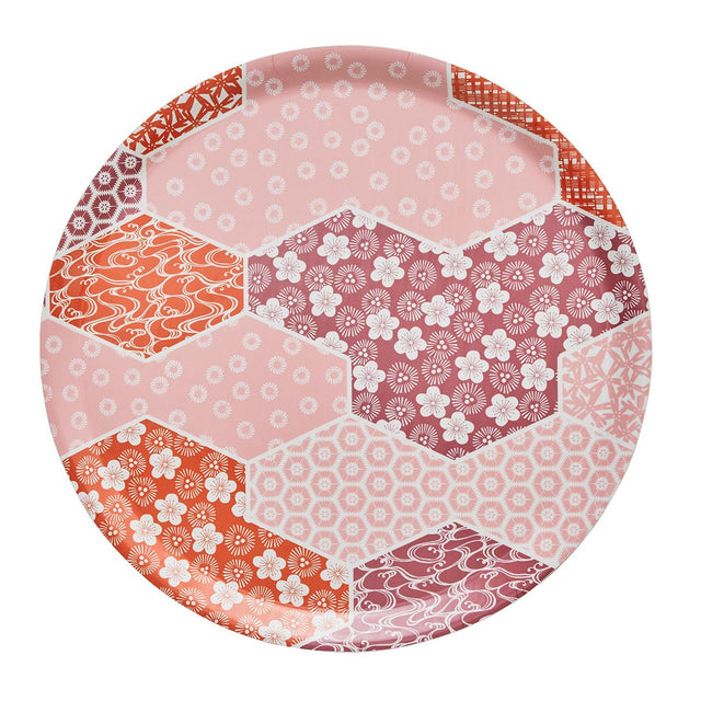 Wagara Pink Round 15" Tray by Le Jacquard Français at Fig Linens and Home