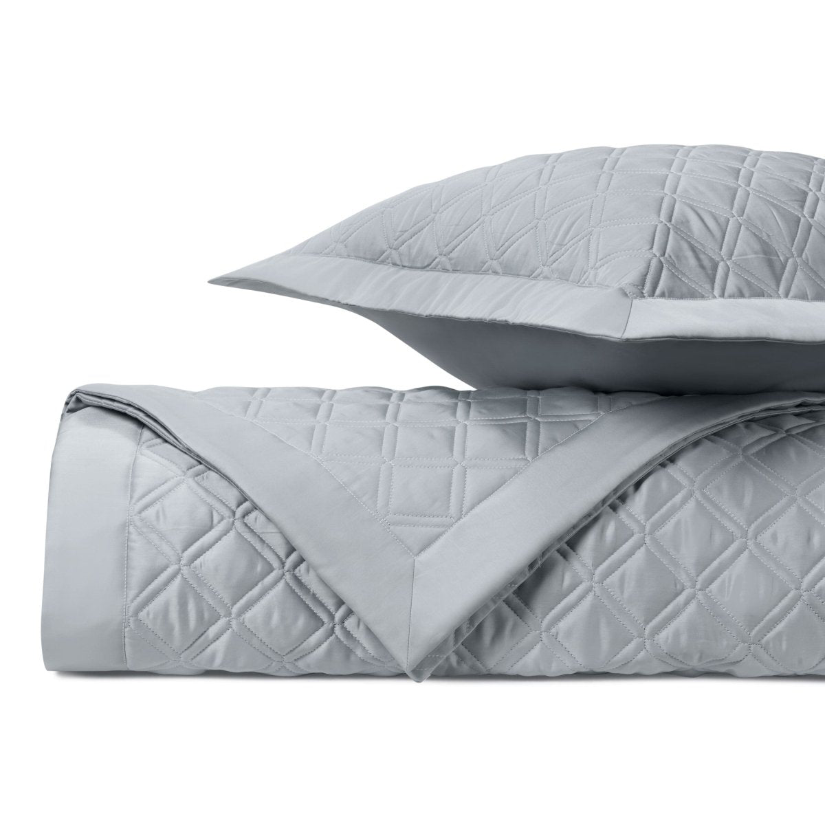 RENAISSANCE Quilted Coverlet in Blue Gray by Home Treasures at Fig Linens and Home