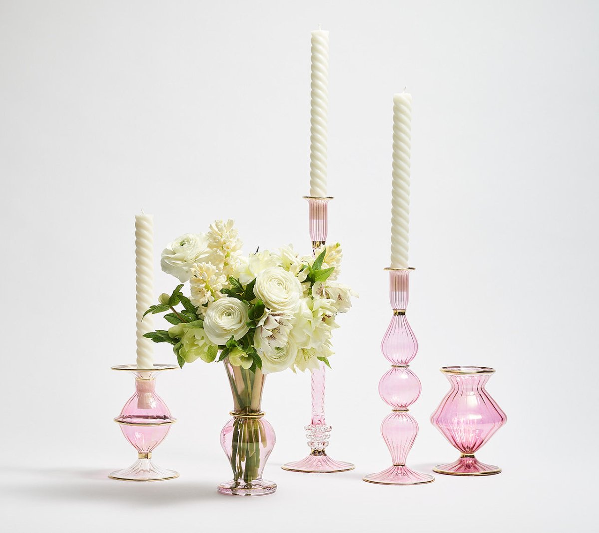 Ripple Pink Candlestick Detail 4 | Kim Seybert at Fig Linens and Home