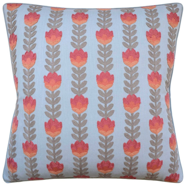 Avelie Blossom Sienna and Sky Blue Decorative Pillow Ryan Studio | Fabricut Fabric