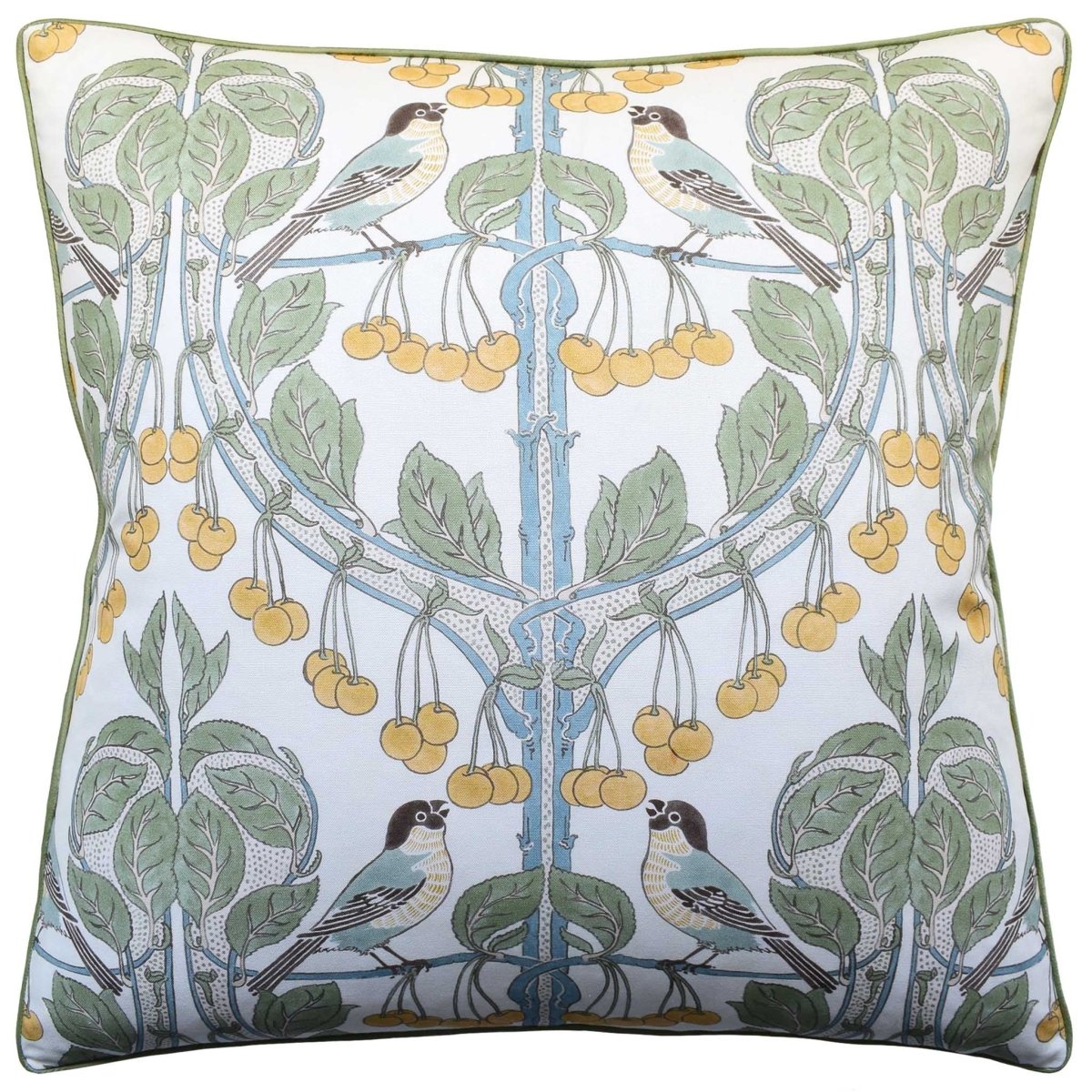 Birds & Cherries Aqua Decorative Pillow Ryan Studio - GP and J Baker Fabric